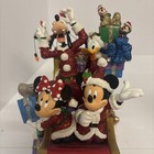 Disney Parks Mickey Mouse Santa Minnie Donald Pluto Sleigh Christmas Figure Vntg