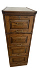 Vintage Tiger Oak File Cabinet Four Drawers One Locks Paneled Sides Legal Size