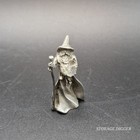 Vintage Admiral Z Small Pewter Wizard Figurine 2 4  Tall With Crystal Ball