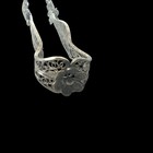 Antique Unmarked Spun Silver Filigree Sugar Tongs W rose Yugoslavia C 1900 3 5 