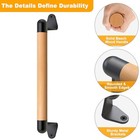2 Pcs Barn Door Handle - Solid Beech 12 Inch Black Metal Brackets  2 Pack 