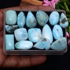 15 Pcs Natural Larimar 17mm-27mm Cabochon Untreated Glossy Loose Gemstones Lot