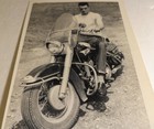 Vtg 1950 s Photo Man On A Motorcycle With License Fort Campbell Rare