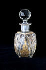 Antique French Art Nouveau Cut Glass Gilt Decoration Perfume Bottle C 1870