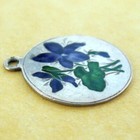 Antique European 800 Silver Enamel Purple Violets Flower Charm Pendant