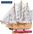 Handmade 9 4  Tall Wooden Sailing Boat Model Mini Yacht Model Decor Vintage Naut