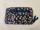 Vera Bradley Turn Lock Wallet Scattered Wildflowers Navy Blue Floral