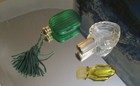 Lot Of 3 Vintage Small Vanity Perfume Bottles  Clear green yellow   Do Not Stand