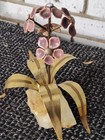Vintage Brutalist Metal   Stone Flower Sculpture  Copper And Brass Signed