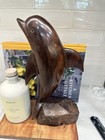 Vintage Hand Carved Ironwood Dolphin Sculpture Heavy Solid Wood Coastal Decor