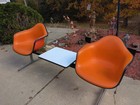  Vintage Herman Miller Eames  Tandem Airport Bench Chair With Table   1950 s  