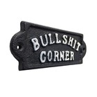 Cast Iron Bullshit Corner Sign Man Cave Wall Decor Plaque Embossed Black   White