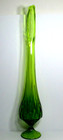 Vintage Viking Glass Swung Vase Diamond Pedestal Green 27 1 2  Tall