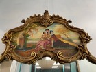 Antique French Victorian Style Gold Leaf Wall Mirror  Hand Painted   Hand Carved