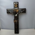 Antique Vintage Coffin Crucifix Metal With Bronze Finish From Catholic Inri 13   