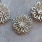 Vintage Estate Unmarked Silver Filigree Floral Necklace   Brooch Set