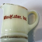 Winchester   Indiana In Uranium Antique Custard Glass Souvenir Painted Creamer