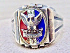 Eagle Scout Ring Vintage Sterling Silver Enamel Bsa Size 11 1940s Ring