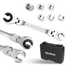 Duratech 7-in-1 Ratcheting Wrench Set Open Flex-head Tubing Wrench Metric 8-14mm