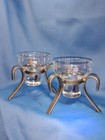 Mcm  Modern Pair Danish Wrought Iron And Glass Votive Candle Tea Light Holder