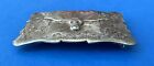 Antique Vintage Hand Engraved Sterling Silver Western Longhorn Steer Belt Buckle