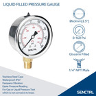 0-160 Psi Glycerin Liquid Filled Air Pressure Gauge  2 5  Dial  1 4  Npt
