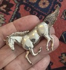 Fantastic Navajo Sterling Running Horse Set pin earrings Signed Gs