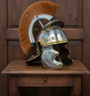 Brown Plume Roman Centurion Helmet     Medieval   Roman Warrior Replica With Stand