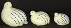 Lot Of 3 Set Vtg Japanese Art Pottery Quail Cobalt Blue   White Bevy Bird Family