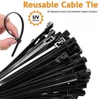 100 Pack Releasable Reusable Zip Ties Nylon Cable Heavy Duty Wire Self Locking
