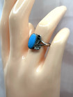 Vintage 925 Sterling Silver Floral Southwestern Turquoise Ring Sz 6 5
