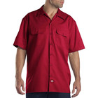 Dickies Mens Size Medium Dark Red Button Down 1574 Premium Twill Work Shirt New