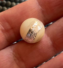 Antique Vintage White Glass W silver Foil Ball Charmstring Button - 1 2   