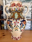 Antique Fischer J  Budapest Majolica Floral Vase   Late 19th Century 2 Handled