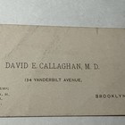 1920s David Callaghan Md Brooklyn Ny Vanderbilt Ave Vtg Business Card