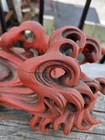  Old Rare Antique Meiji Carved Wind Waves Liquor Wood Brush Holder Display Stand