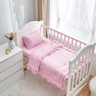 3 Pieces Crib Bedding Set Baby Ruffle Quilted Comforter With Fitted Sheet