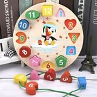 Montessori Early Learning Educational Wooden Shape Color Sorting Clock  - New