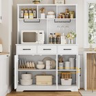 White Modern Farmhouse Buffet Cabinet Hutch 3 Drawers Barn Door