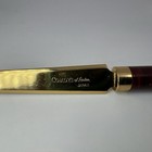 Vintage Comoys Of London Brass Tone Letter Opener Japan Wood Grain Desk Knife