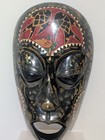 Carved Indonesian Wood Mask Wall Art 10x6 Tribal Painting Mask Detailed Decor 