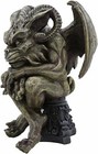 Ebros Winged Ram Horned Gargoyle Sitting On Cathedral Pedestal Statue 6  High