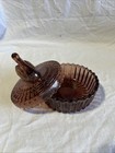 Vintage Cut Panel Glass Swan Lid Covered Powder Dish Trinket Box Vanity Jar
