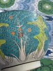 Chinese Bok Choy Turquoise Hand Painted Porcelain Large Chinoiserie Bowl