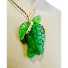 Genuine Natural Green Jade Hawaii Honu Sea Turtle Hawaiian Necklace Pendant
