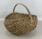 Antique Primitive Oak Splint Egg Gathering Buttocks Basket