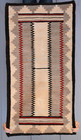 Old Navajo Rug - Great Design - Stepped Border 45  X 23 5  White Red Black Gray