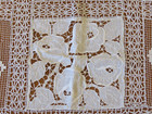 Antique Handmade Embroidered Bobbin Lace Linen Tea Supper Tablecloth