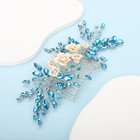 Bridal White Flower Light Blue Crystal Rhinestone Hair Comb For Bride Bridesmaid