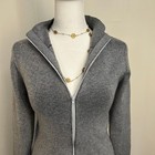 Womens Bodycon Mini Dress Zip Front Ribbed Knit Grey Long Sleeve Mock Neck
